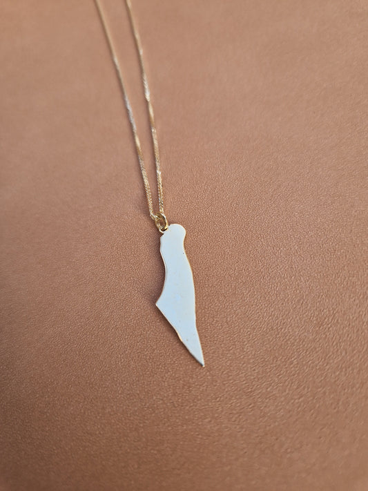 Map of Israel Necklace in 14k