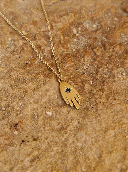 Hamsa Necklace Studded 14K