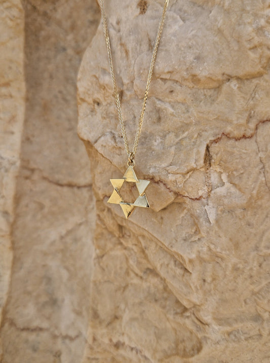 מגן דוד ביחד ננצח שרשרת ב-14k