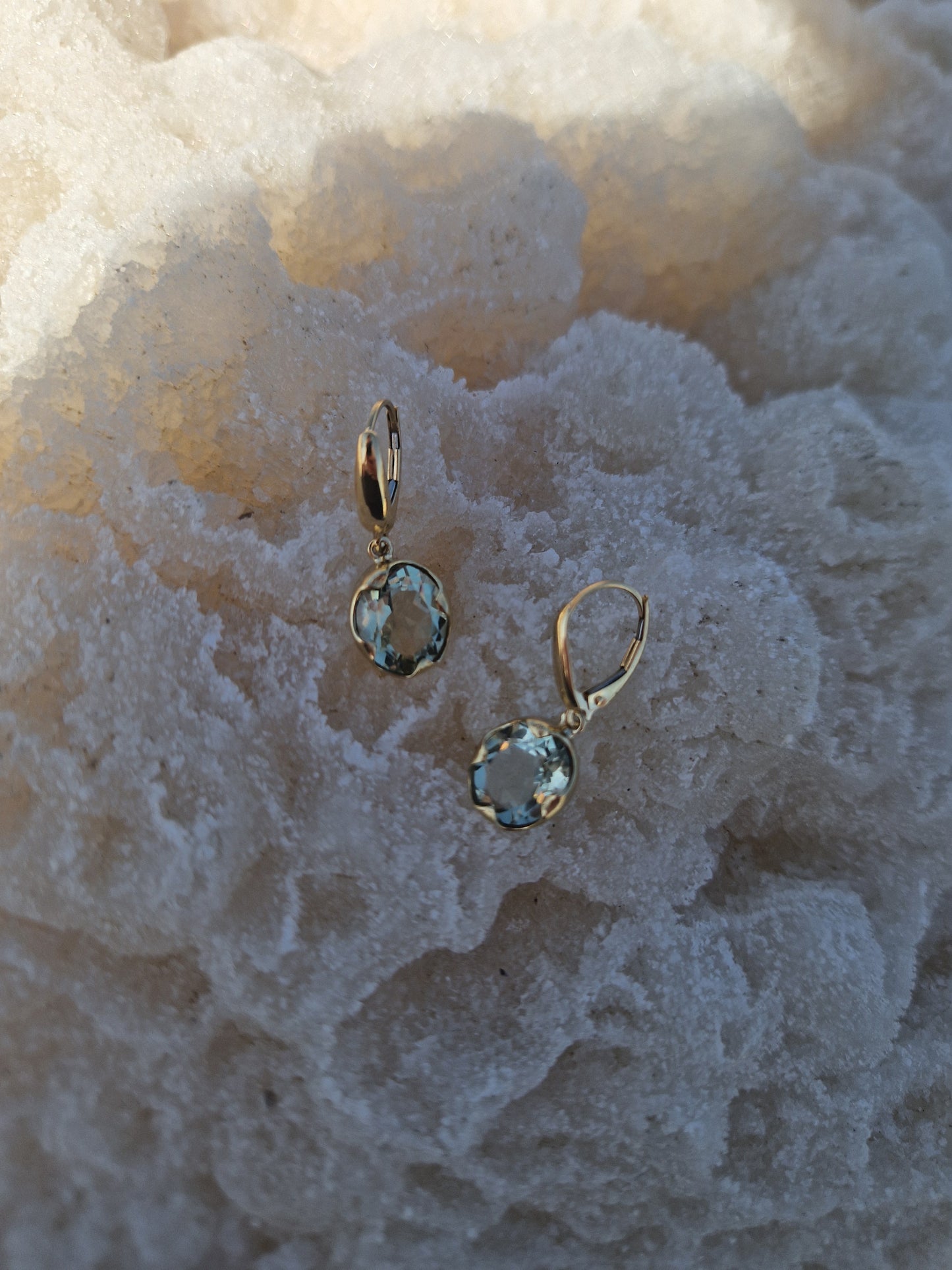 Green Amethyst Earrings 14K