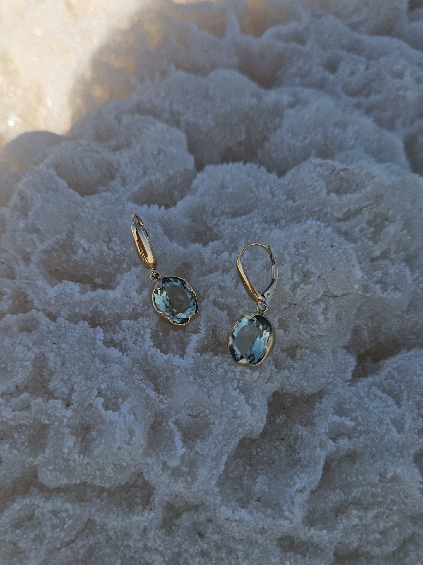 Green Amethyst Earrings 14K
