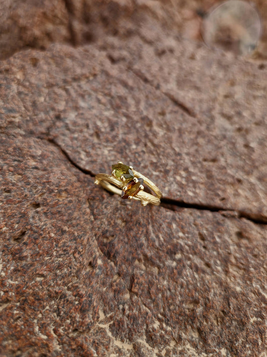 Roots Two Stone Ring in 14K
