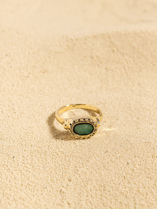 Emerald Small Crown Ring in 14K