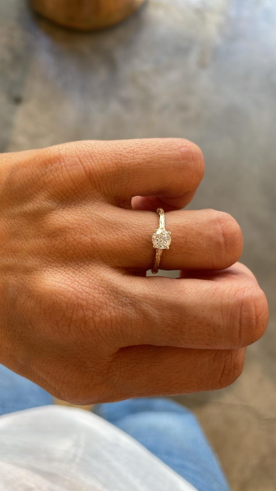 Roots Diamond Engagement Ring in 14K