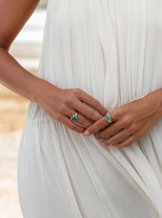 Turquoise Claw Ring in 14K