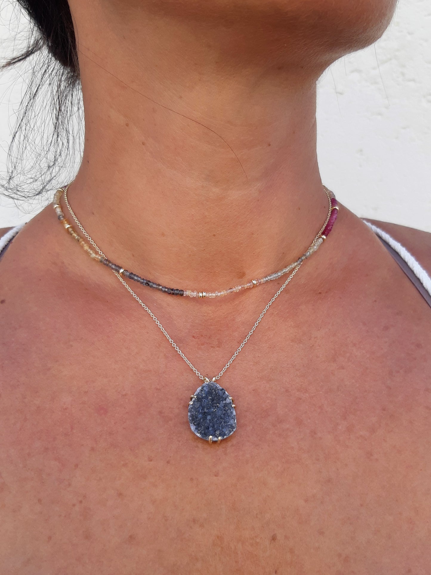 Agate Druzy Necklace in 14K