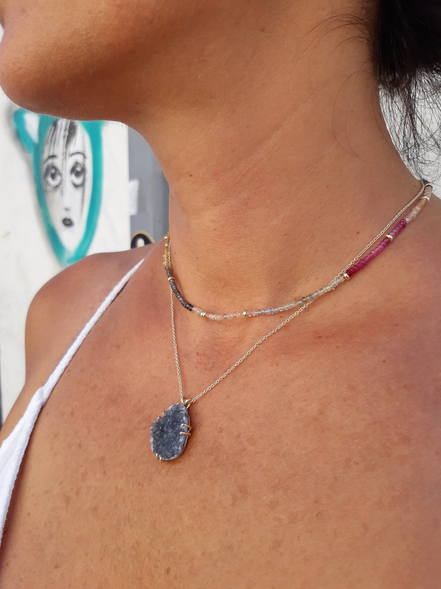 Agate Druzy Necklace in 14K
