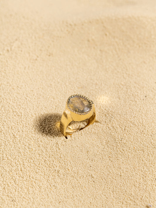 Labradorite Crown Ring in 14K