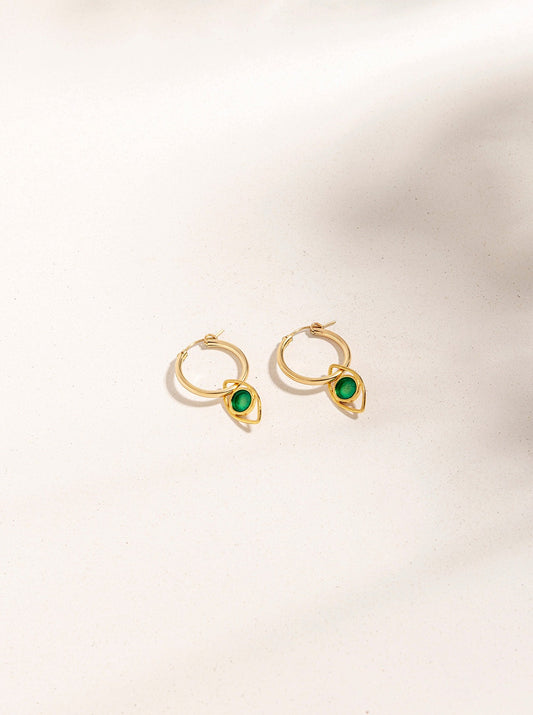 Evil Eye Charm Hoop Earrings