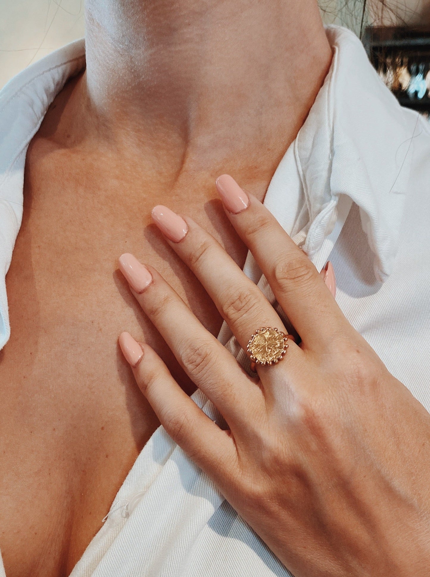 Sun on Mars Signet Ring in 14K