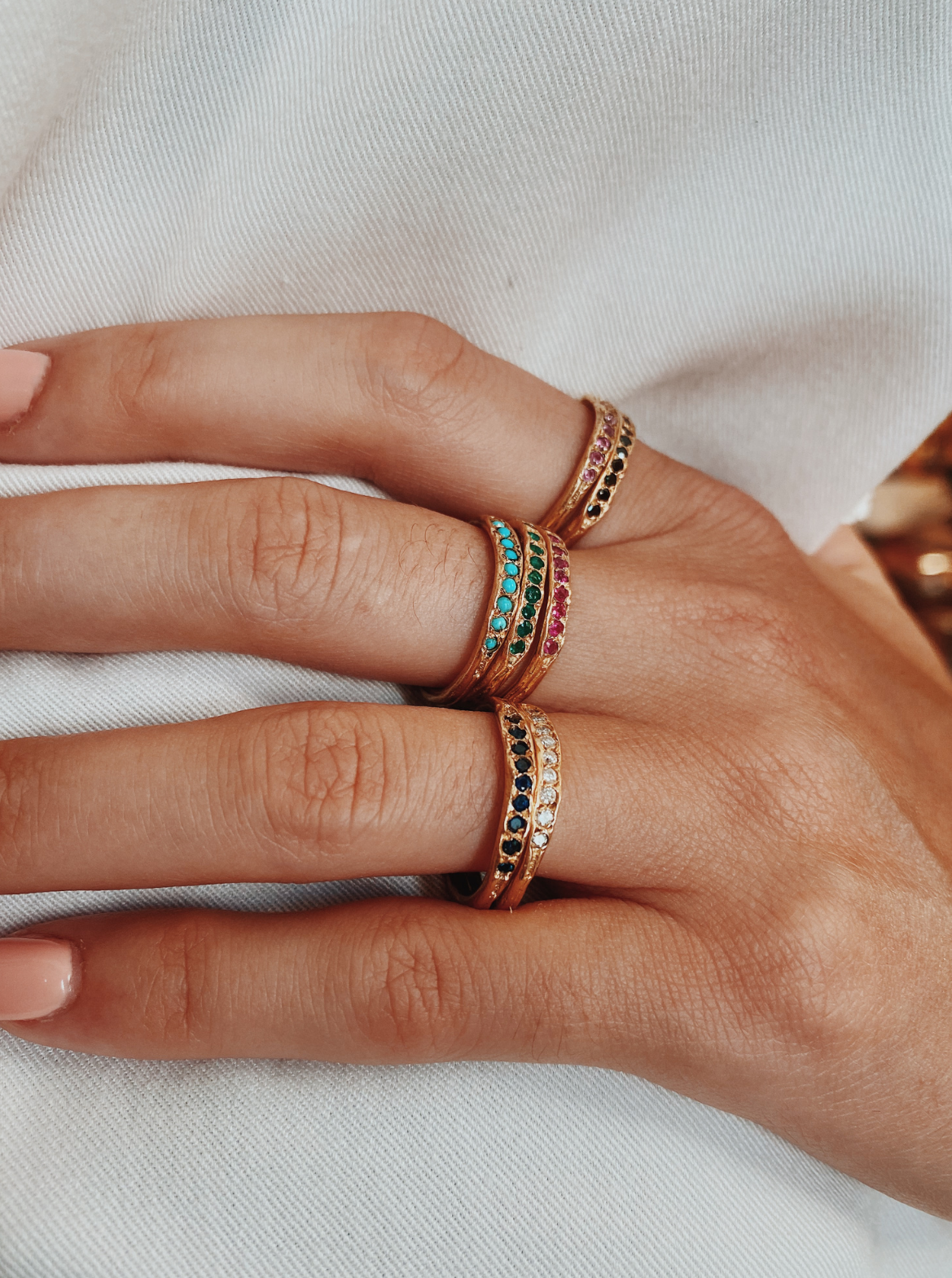 Peapod Gemstone Ring in 14K