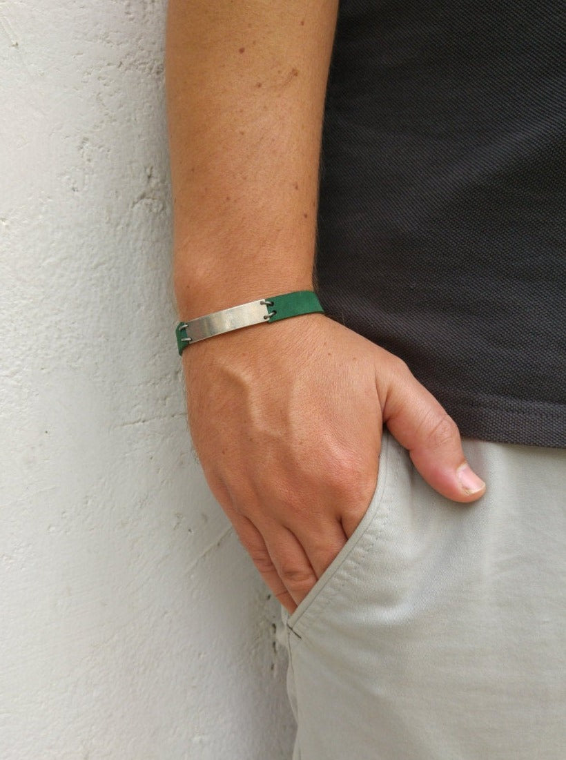 Mens Personalized Leather Bracelet
