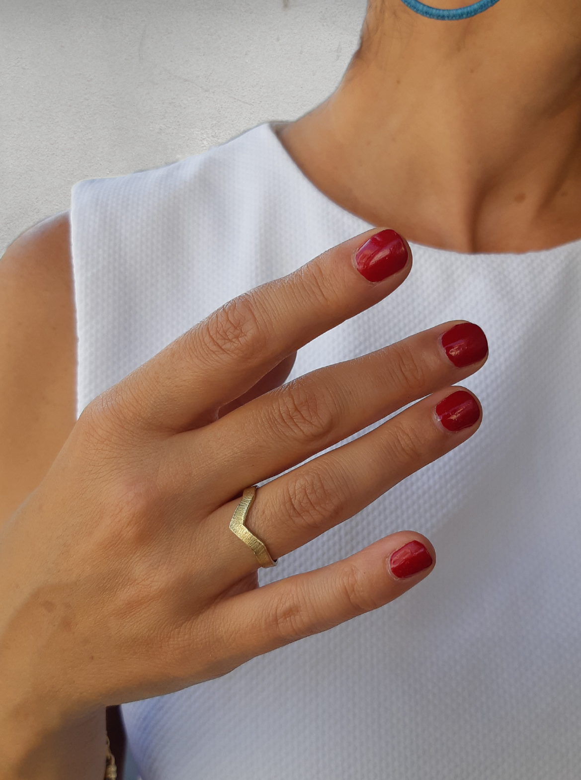 V Ring in 14K