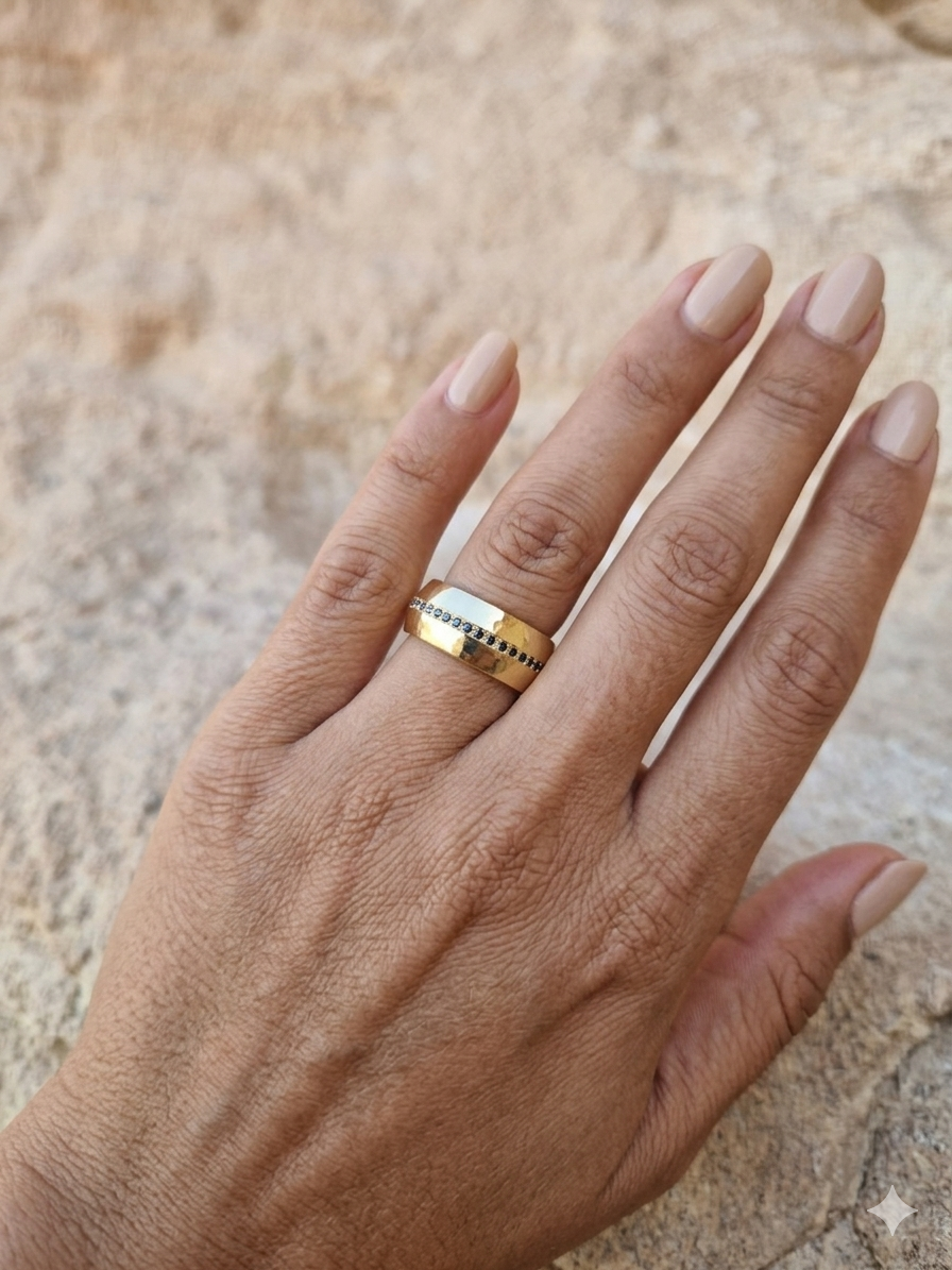 Black Diamonds Facet Ring in 14K