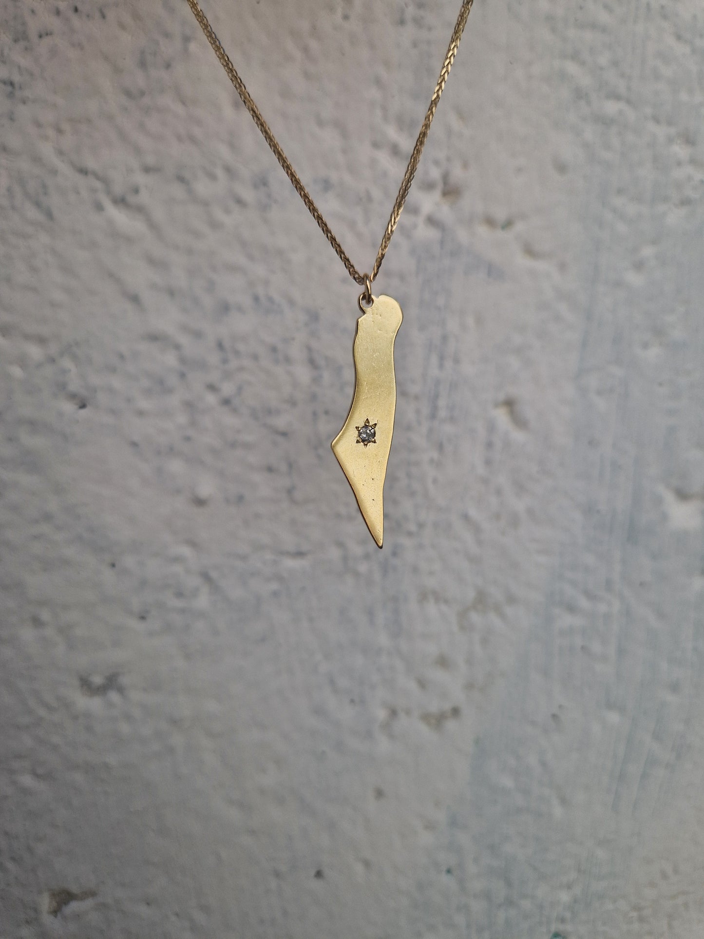 Map of Israel Diamond Necklace in 14k