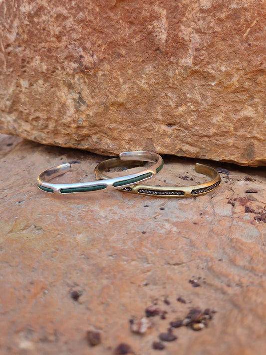 Threaded Silver and Leather Cuff