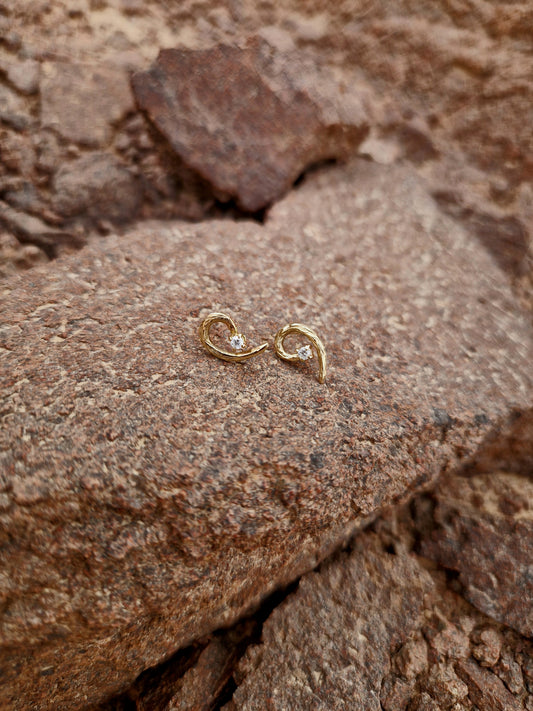 Roots Spiral Studded Earrings 14k