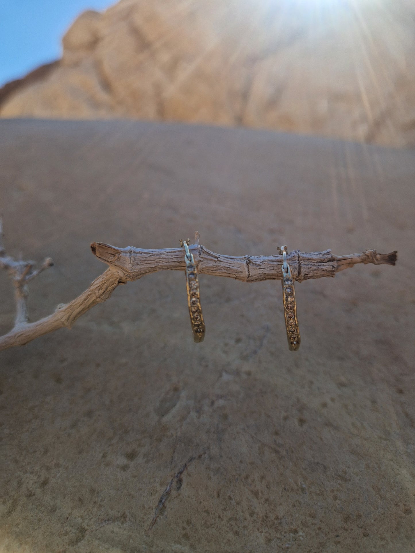 עגילי תרמיל משובצים יהלומים זהב 14K