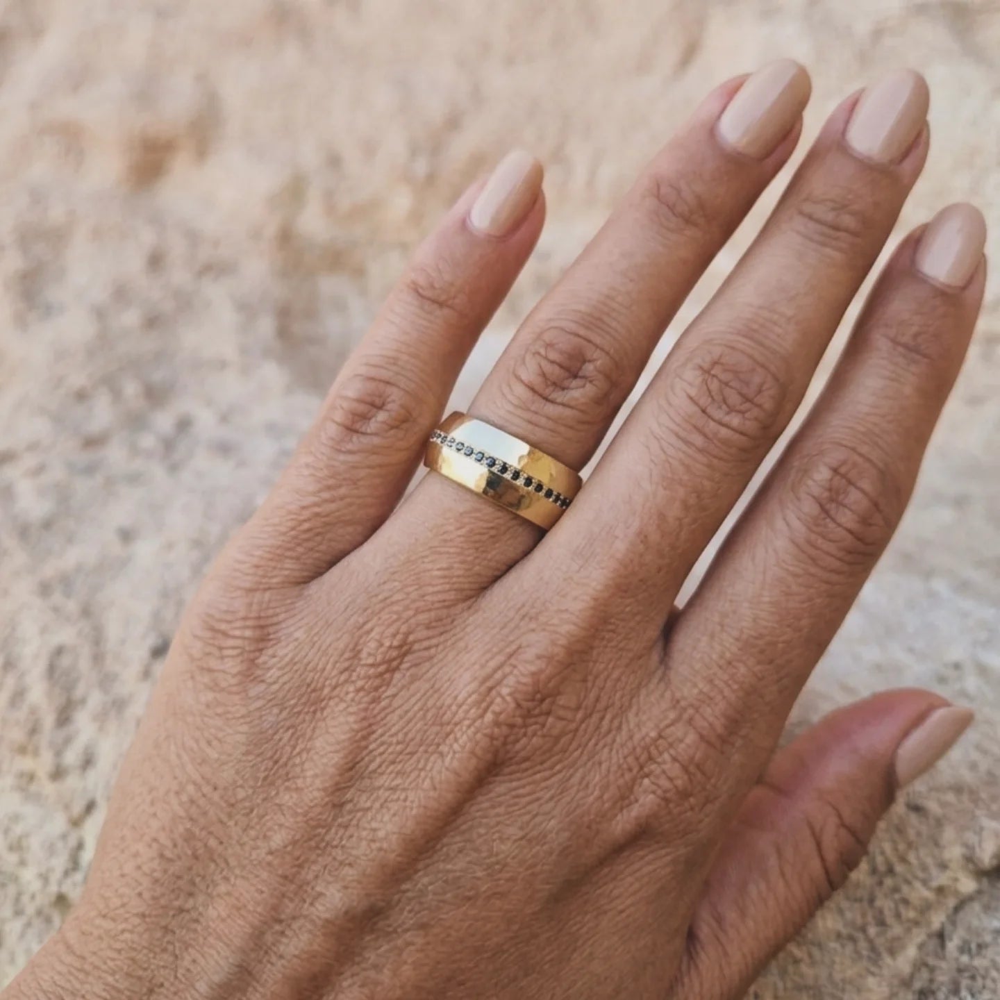 Black Diamonds Facet Ring in 14K