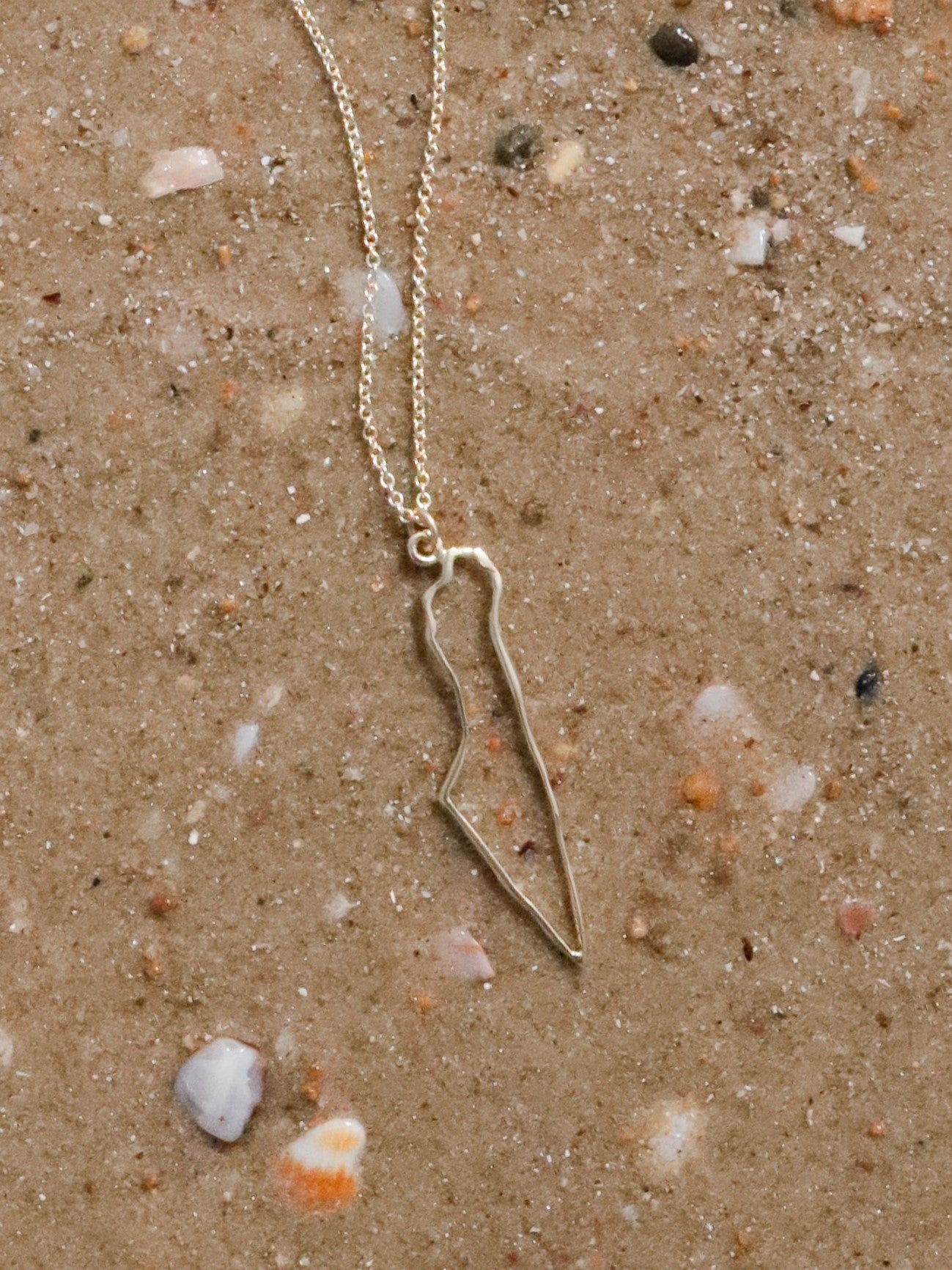 Map of Israel Outline Necklace in 14k