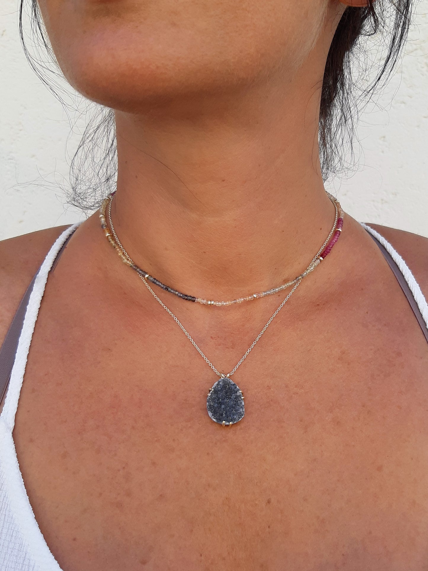Agate Druzy Necklace in 14K