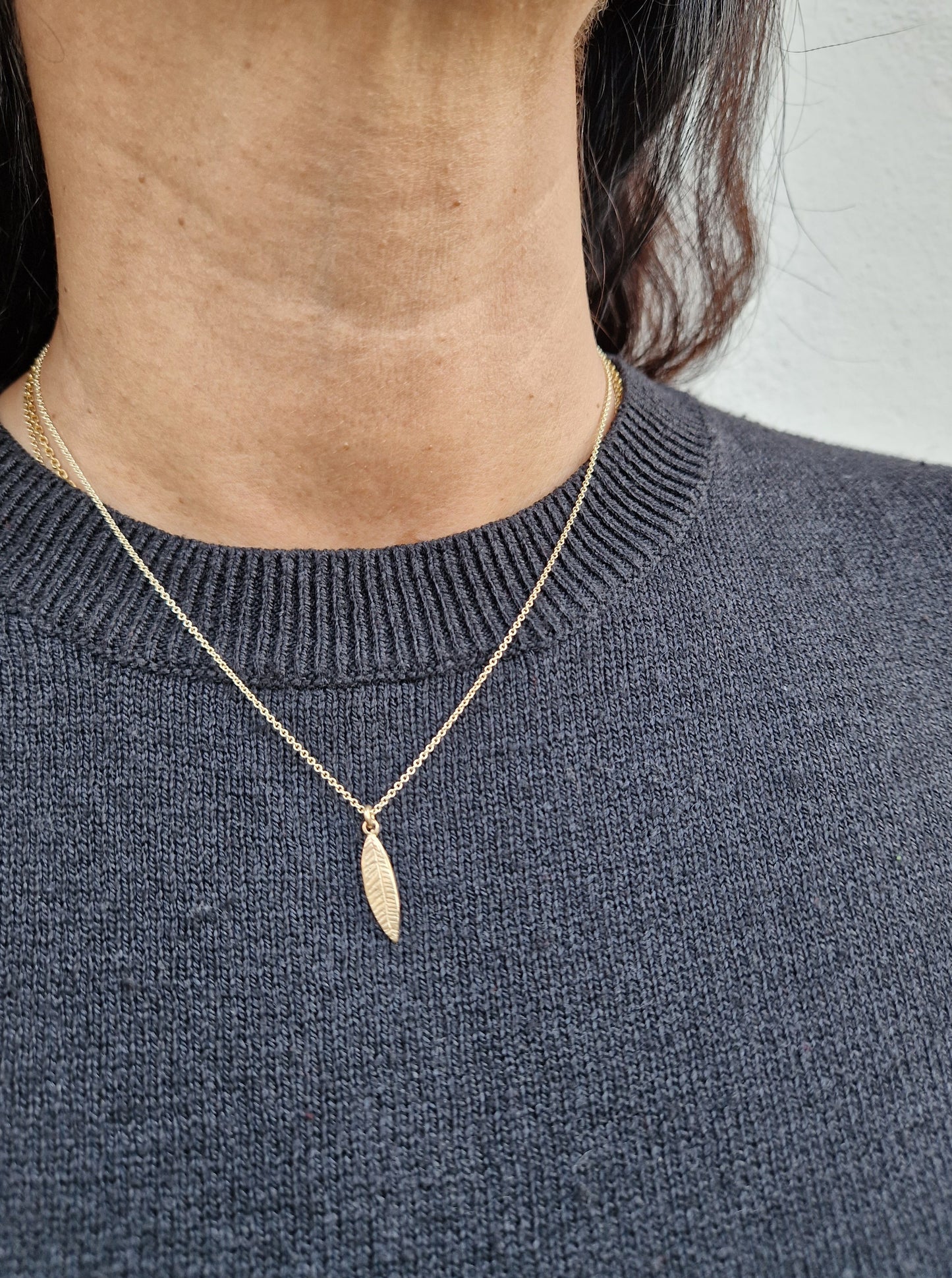 In Bloom Feather Necklace in 14K
