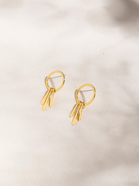 Small Hammered Tassel Earrings