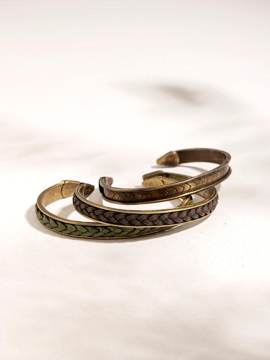 MAASAI Men's Brass and Leather Bracelet