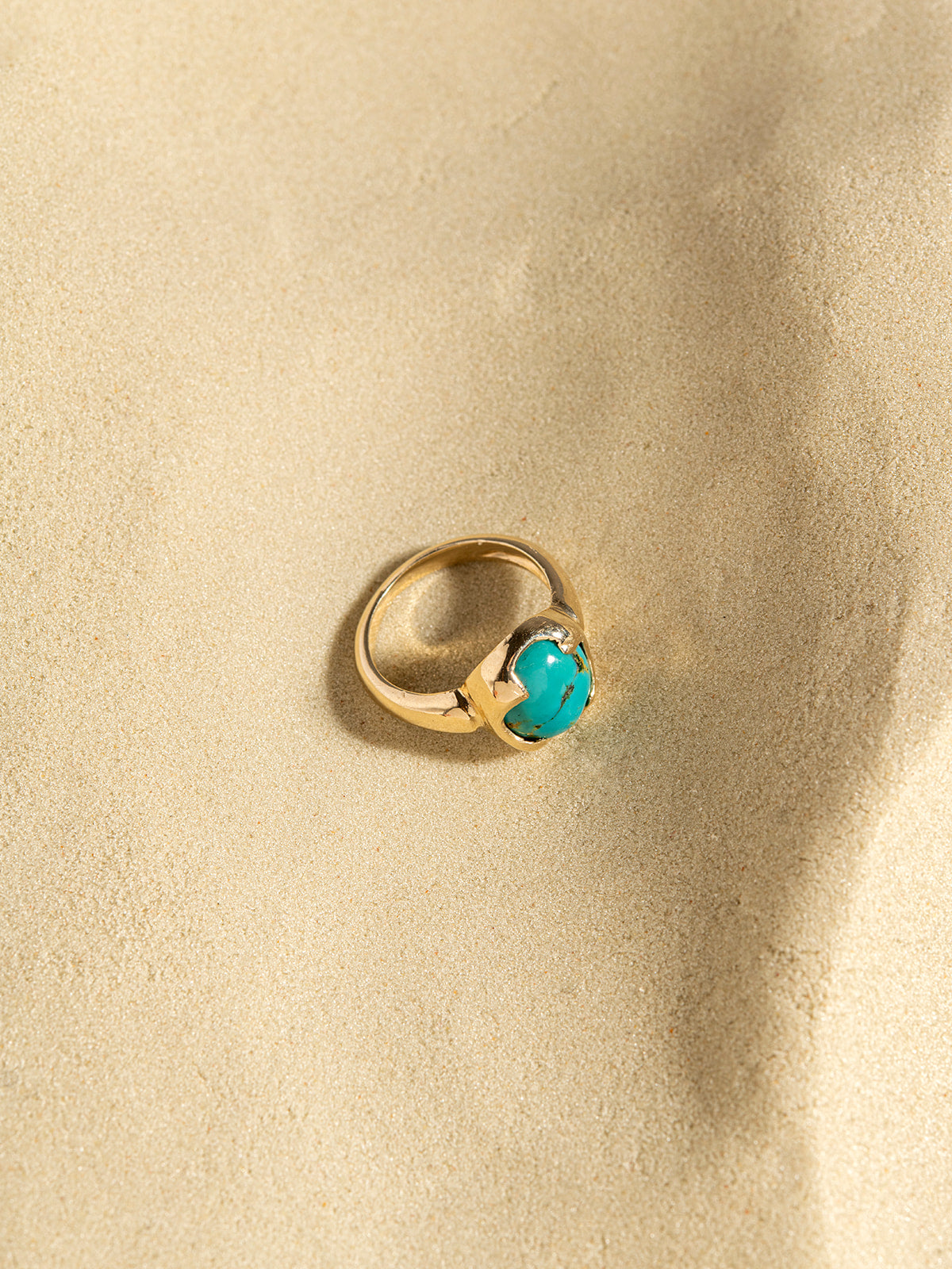 Turquoise Claw Ring in 14K