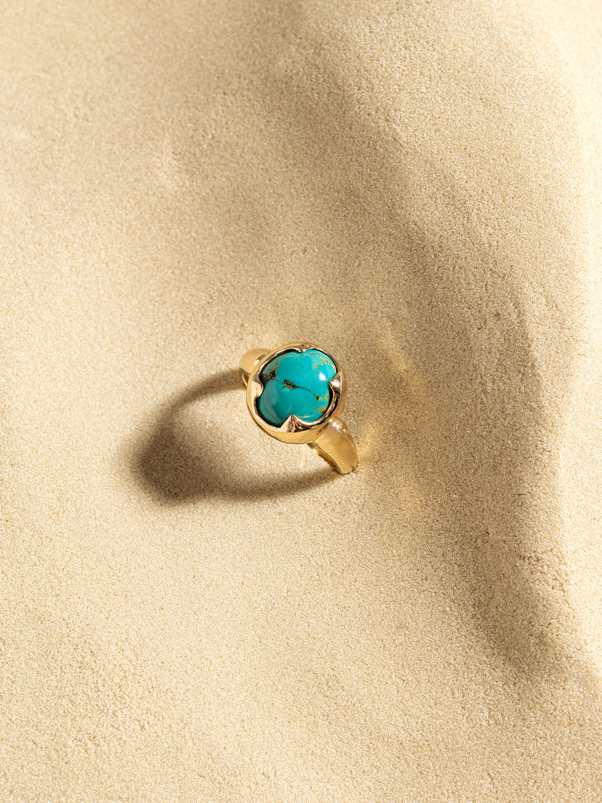 Turquoise Claw Ring in 14K