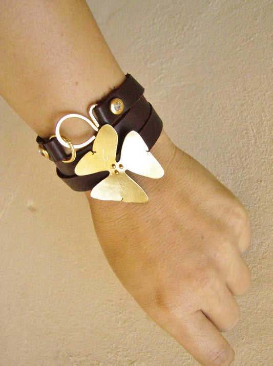MODULAR FLOWER Leather Wrap Bracelet