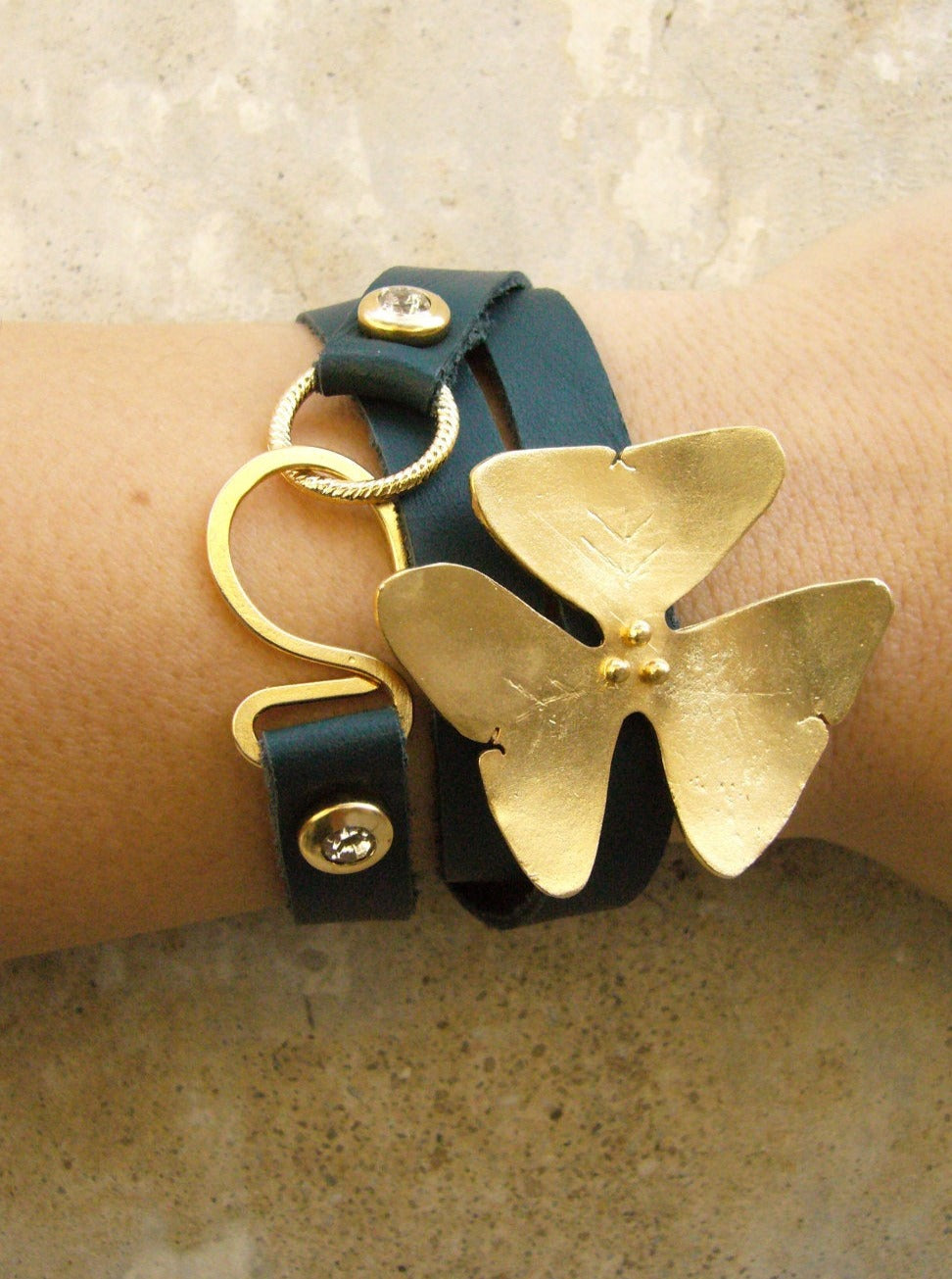 MODULAR FLOWER Leather Wrap Bracelet